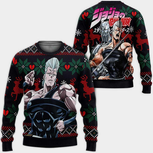 Divesart - Jean Pierre Polnareff Ugly Christmas Sweater and Hoodie Custom JoJo's Bizzare Adventure Anime Xmas Gifts